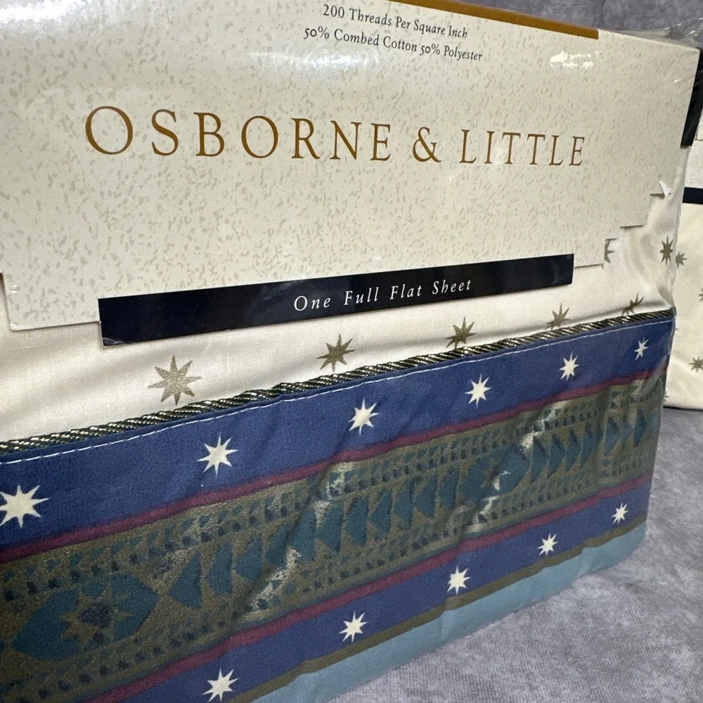 Osborne & Little Coronata Full Sheet Set Flat‎ fitted Stats Gold Blue